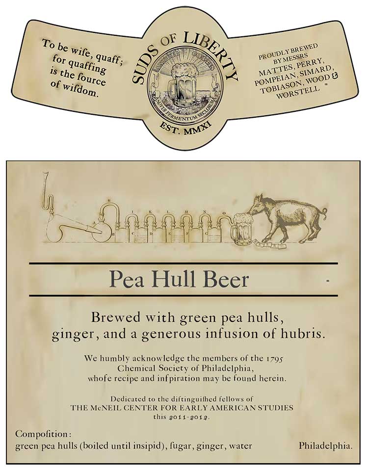suds of liberty beer label pea hull MCEAS mcneil center early american studies nineteenth century typography by Aaron Tobiason
